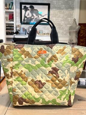 Scout Quilted Camo Duffel Tote - Green, Brown NEW